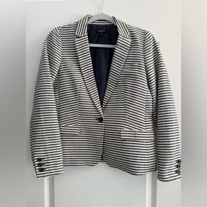 Madewell Navy & White Striped Single-Button Blazer